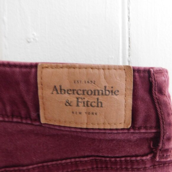 🦌 Abercrombie & Fitch Maroon Skinny Jeans Size 8 W29 - Picture 2 of 12